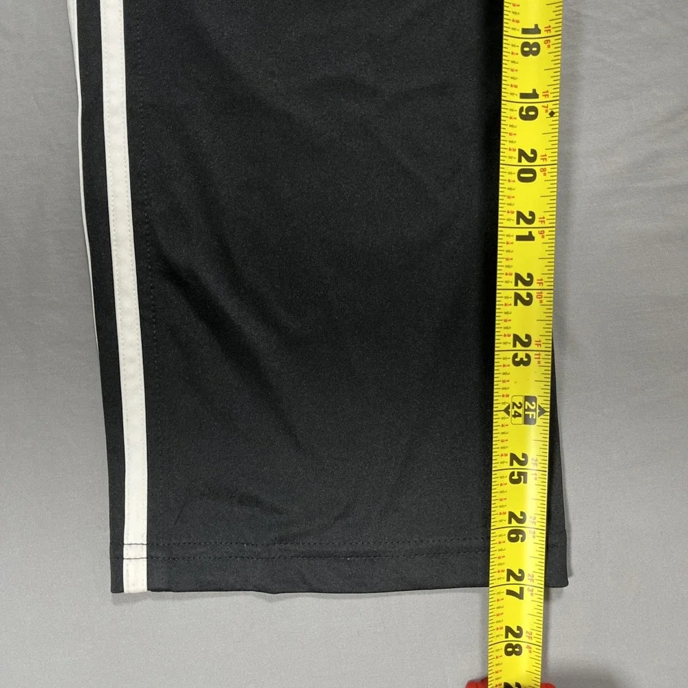 Adidas Boys Track Pants Youth Size M 10/12 Black White 3 Stripe Athletic Pants